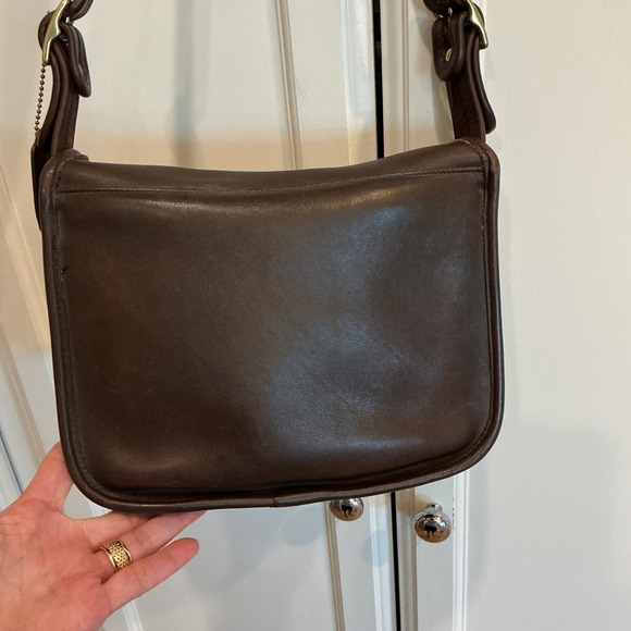 Vintage Coach Legacy Dark Brown‎ Leather Flap Shoulder Bag Crossbody Purse - Picture 12 of 16